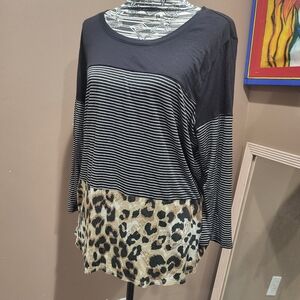 Maurices Stretch Animal Print Color Block Top